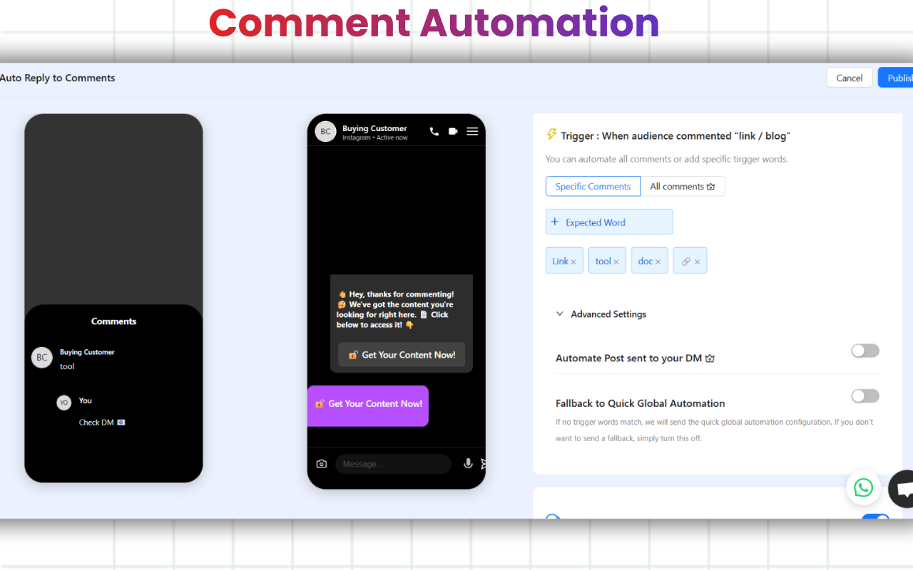 Comment Automation Dashboard in InstantDM